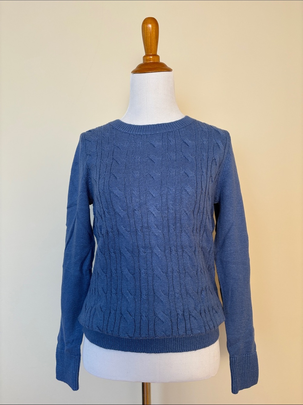 New Talbots Blue Cable Knit Crewneck Sweater